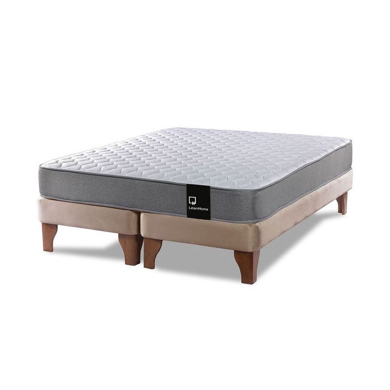 Cama Europea Zen Best Tela Velvet Beige 2 Plazas-1