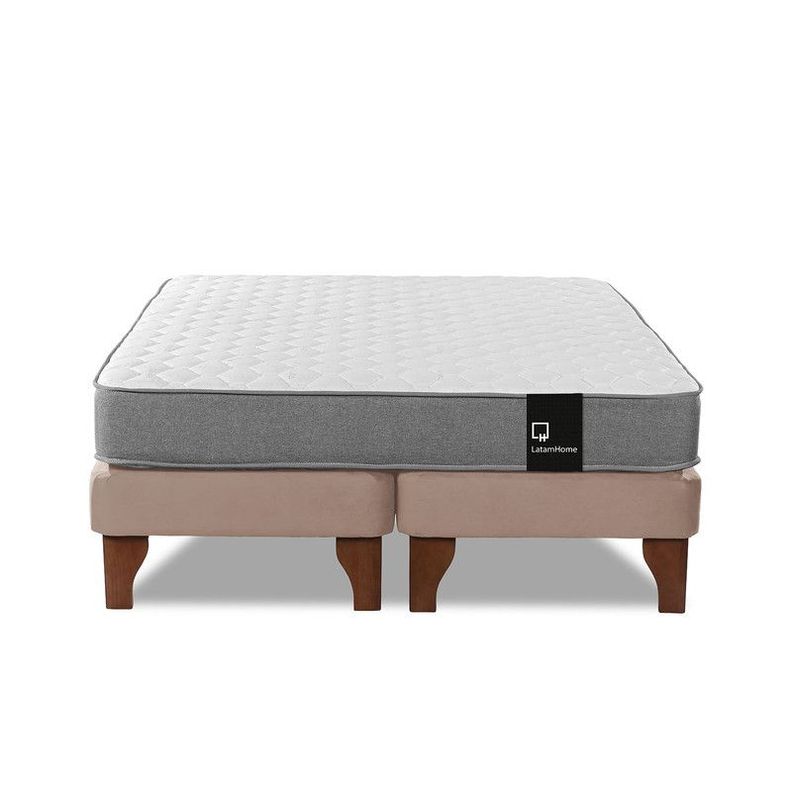 Cama Europea Zen Best Tela Velvet Beige 2 Plazas-4