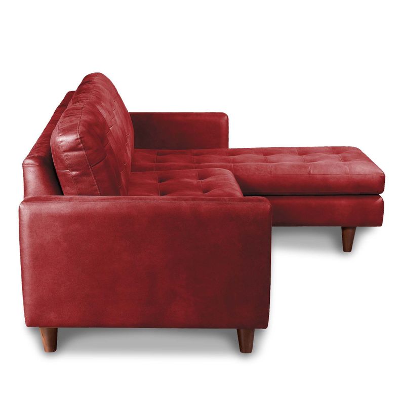 Sofa Seccional Derecho Napoles Cuero Ketucky Rojo-2