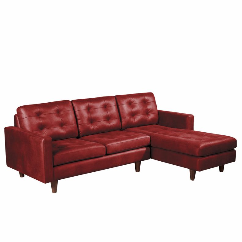 Sofa Seccional Derecho Napoles Cuero Ketucky Rojo-1