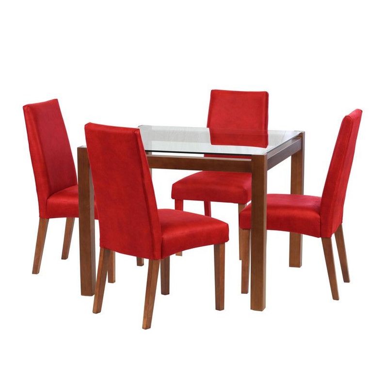 Juego De Comedor Barcelona 1000X1000 S/Cadiz Cuero Rojo-0