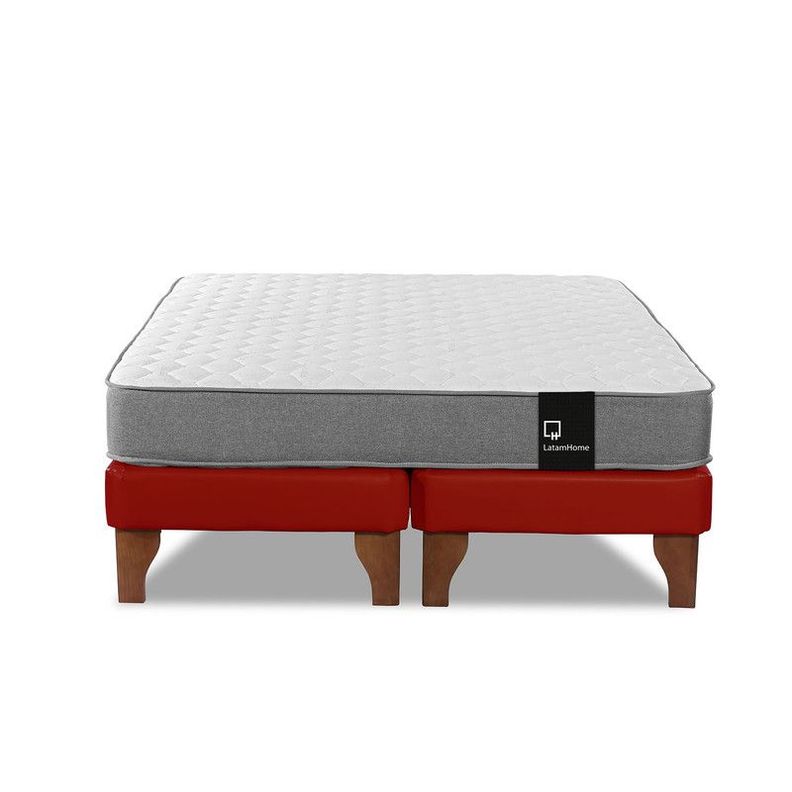 Cama Europea Zen Best Tela Pu Rojo 2 Plazas-3