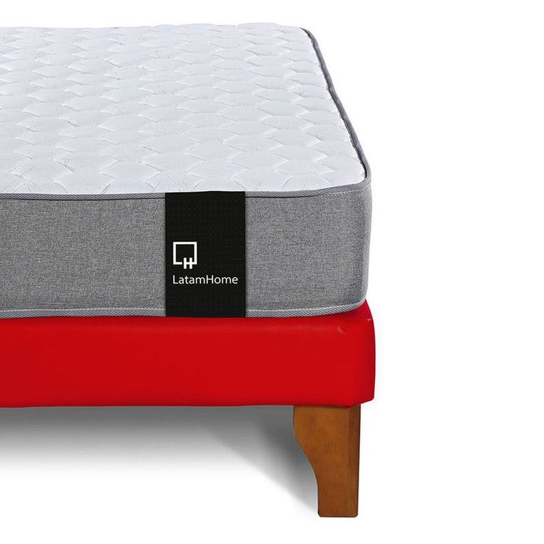 Cama Europea Zen Best Tela Pu Rojo 2 Plazas-4