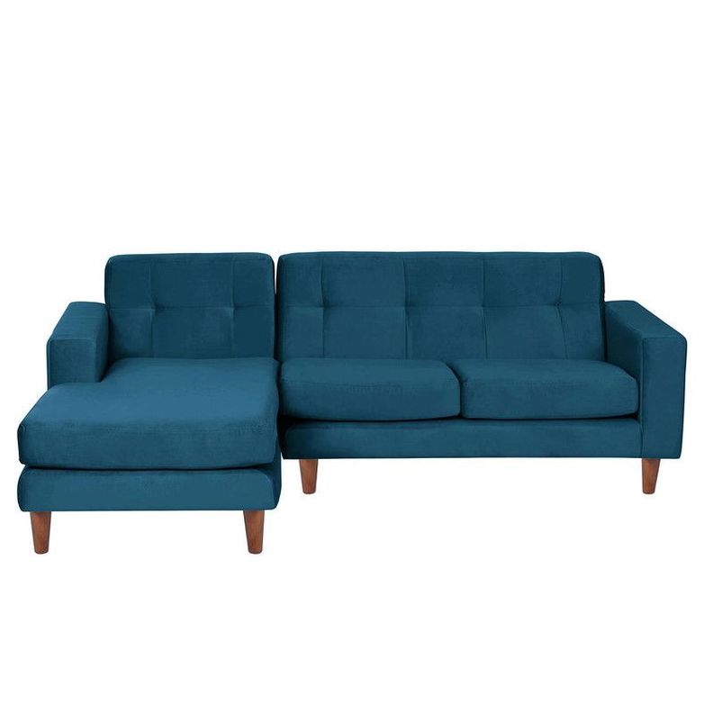 Sofa Chaiselong Izq Salerno Tela  Velvet  Azul Petroleo-0