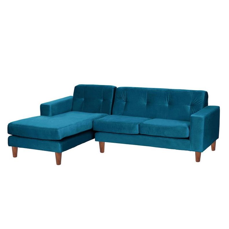 Sofa Chaiselong Izq Salerno Tela  Velvet  Azul Petroleo-1