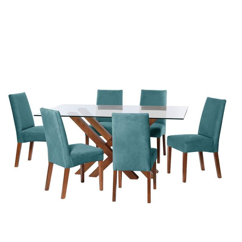 Juego De Comedor Merida 6 Sillas Cadiz Tela Velvet Turquesa-0