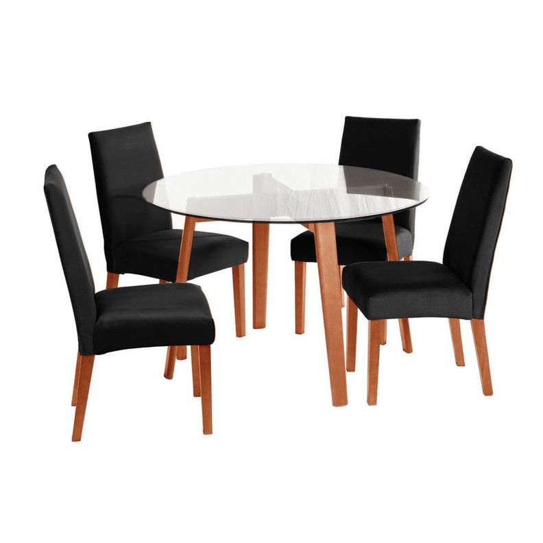 Juego De Comedor Valencia S/Cadiz Tela Negro-0
