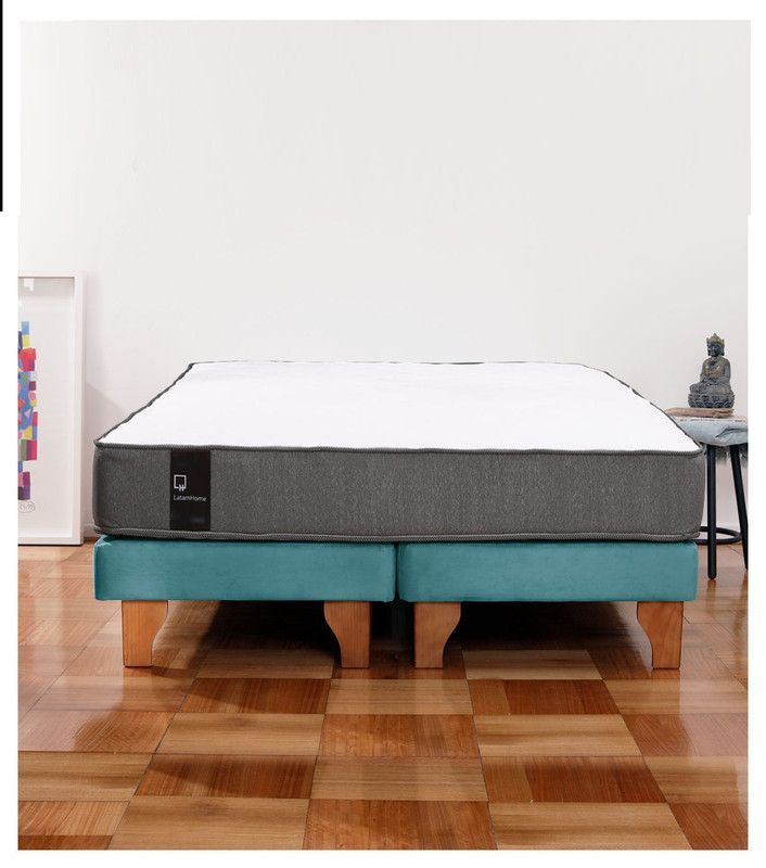 Cama Europea Zen Best Tela Velvet Turquesa 2 Plazas-0