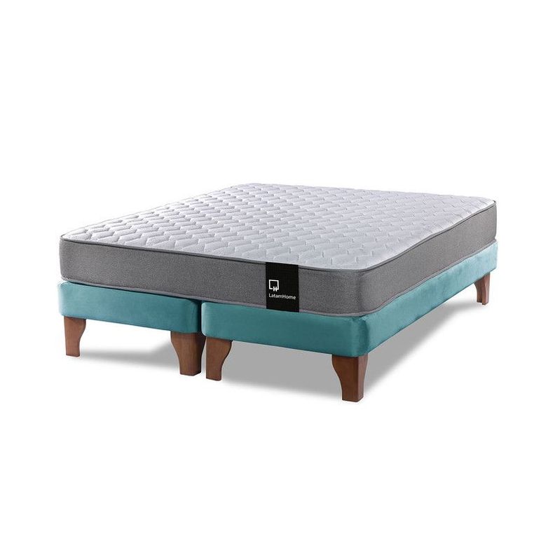 Cama Europea Zen Best Tela Velvet Turquesa 2 Plazas-1