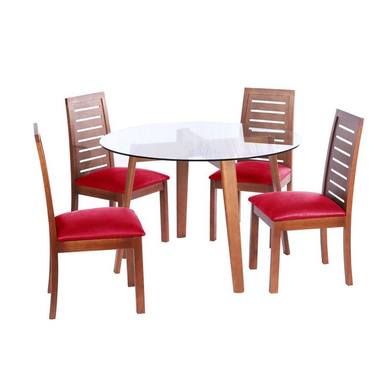 Juego De Comedor Valencia S/Tenerife Cuero Rojo-0