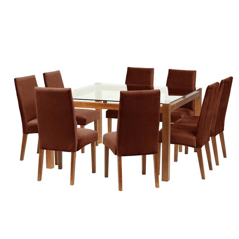 Juego De Comedor Barcelona 1400X1400 S/Cadiz Tela Chocolate-0