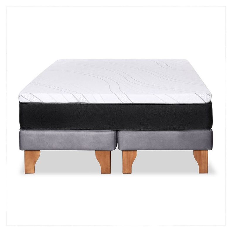 Cama Zen Top Foam Visco Cuero Kentucky Gris 2Pza-5