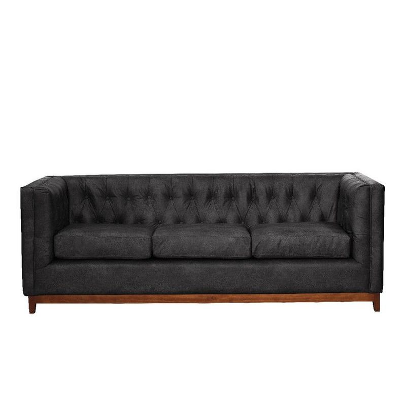 Sofa Roma 3 Cuerpos Capitoné Cuero Colorado Negro-0