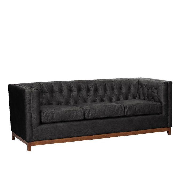 Sofa Roma 3 Cuerpos Capitoné Cuero Colorado Negro-1
