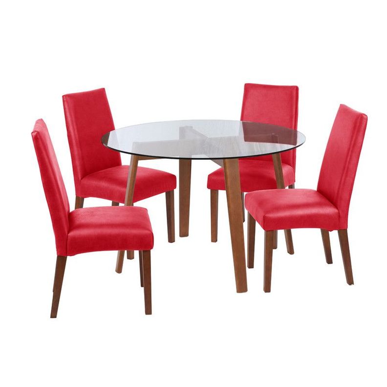 Juego De Comedor Valencia S/Cadiz Cuero Rojo-0