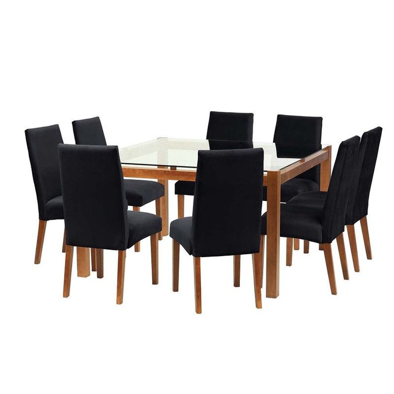 Juego De Comedor Barcelona 1400X1400 S/Cadiz Tela Negro-0