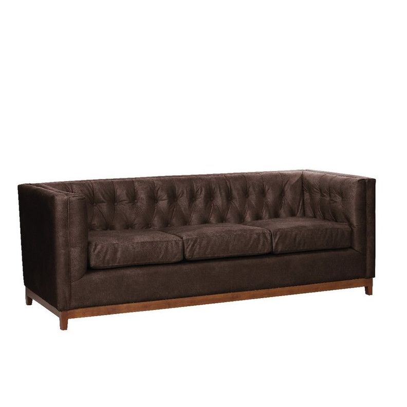 Sofa Roma 3 Cuerpos Capitoné Cuero Colorado Marron-1