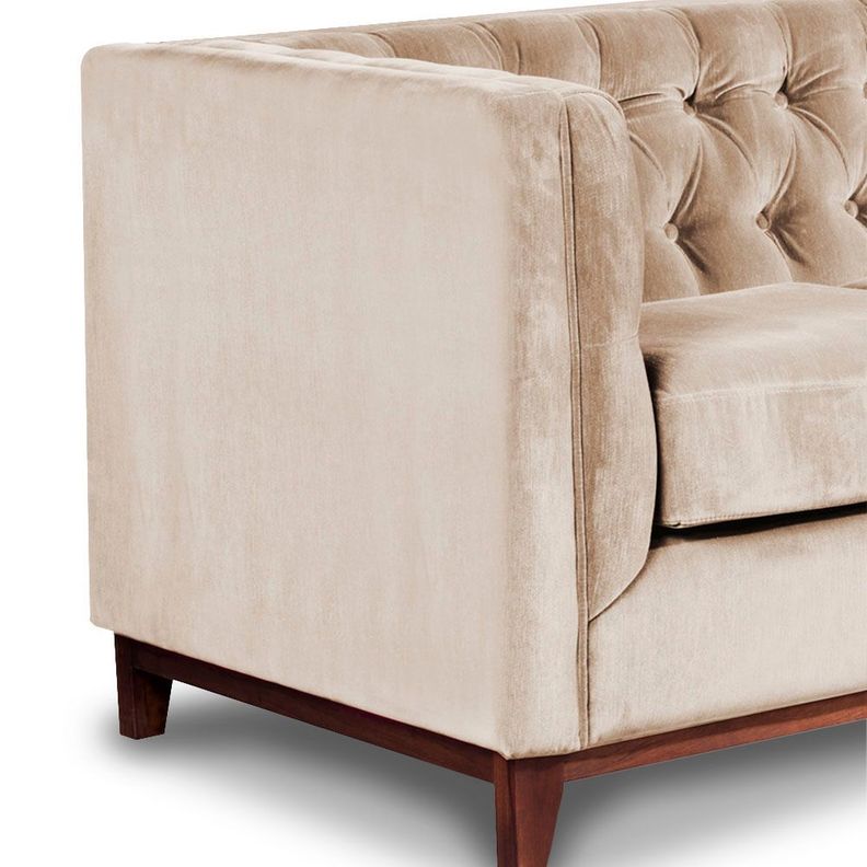 Sofá Roma 1 Cuerpo Capitoné Tela Velvet Beige-1