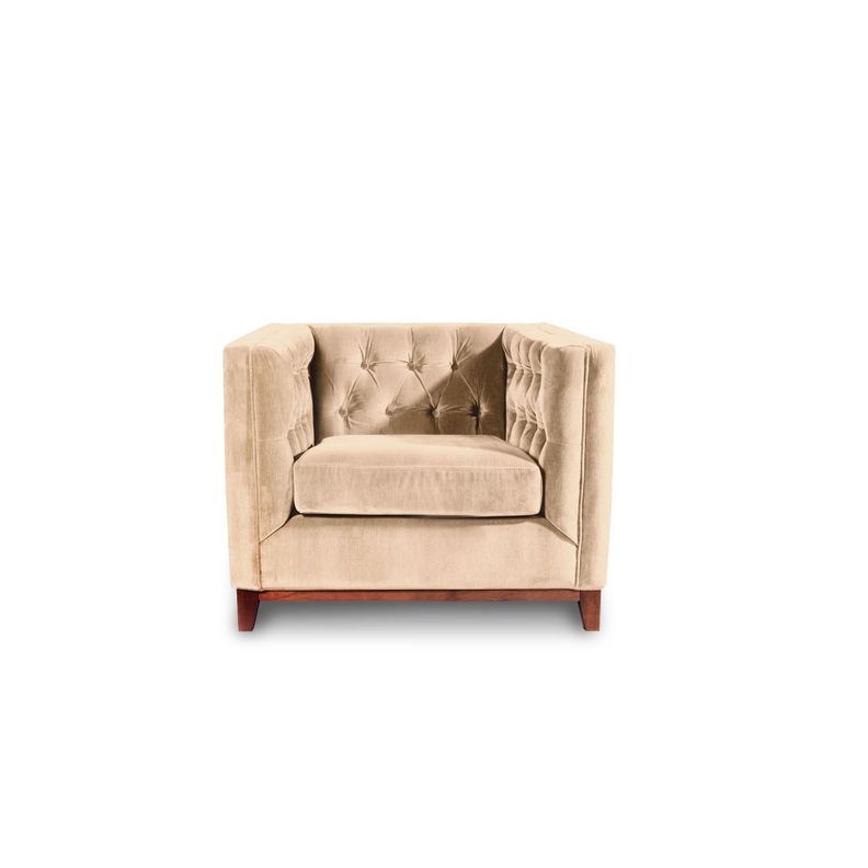 Sofá Roma 1 Cuerpo Capitoné Tela Velvet Beige-0