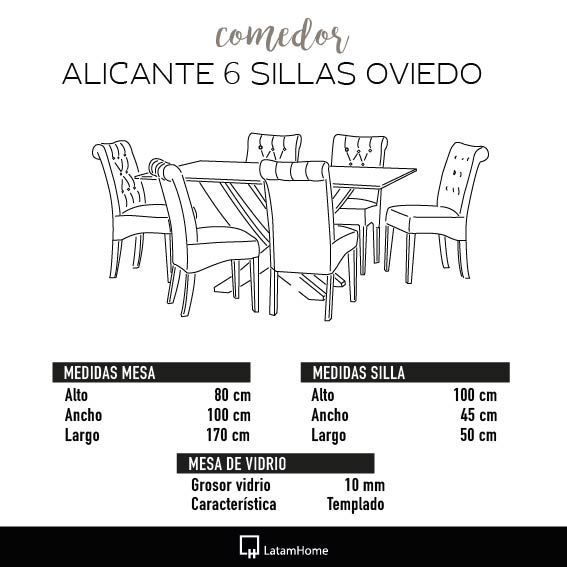 Juego De Comedor Alicante 6 Sillas Oviedo  Cuero Kentucky  Beige-4