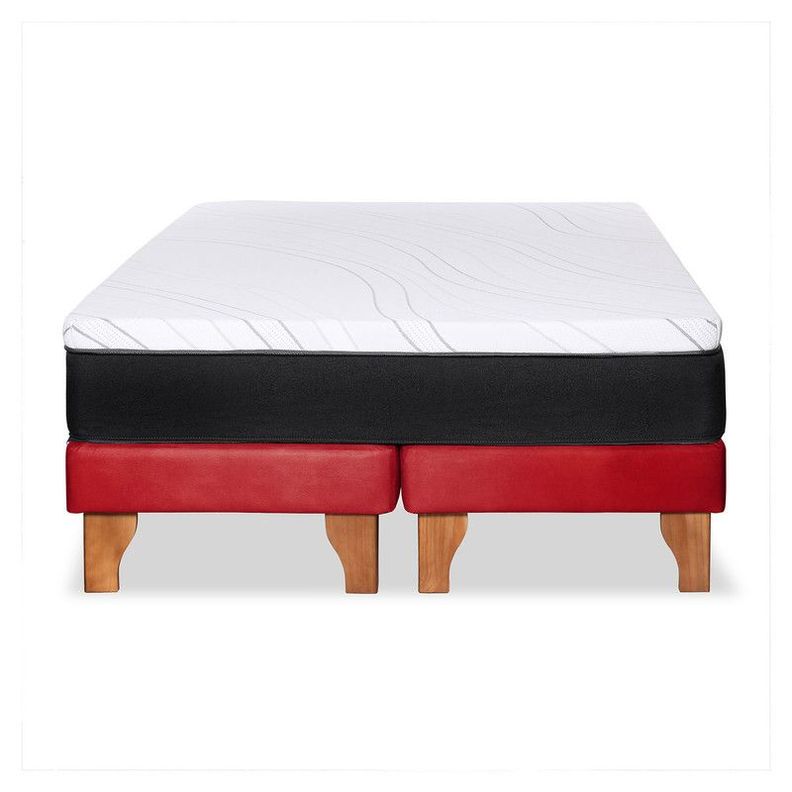 Cama Zen Top Foam Visco Cuero Kentucky Rojo 2Pza-5