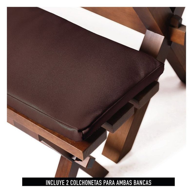 Juego De Comedor Sevilla 2 Sillas  Tenerife + 2 Bancas Pu Chocolate-5