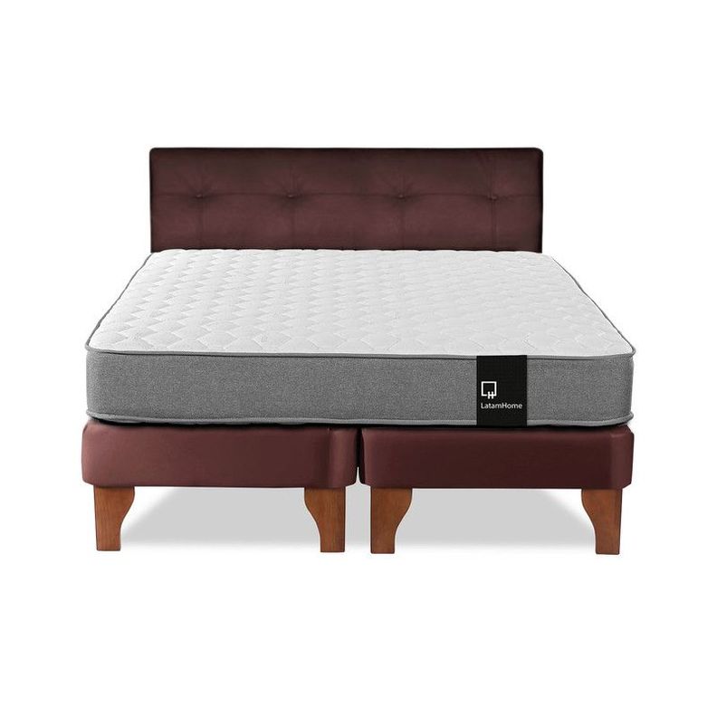 Cama Europea Zen Best Tela Pu Chocolate 2 Plazas + Respaldo-3