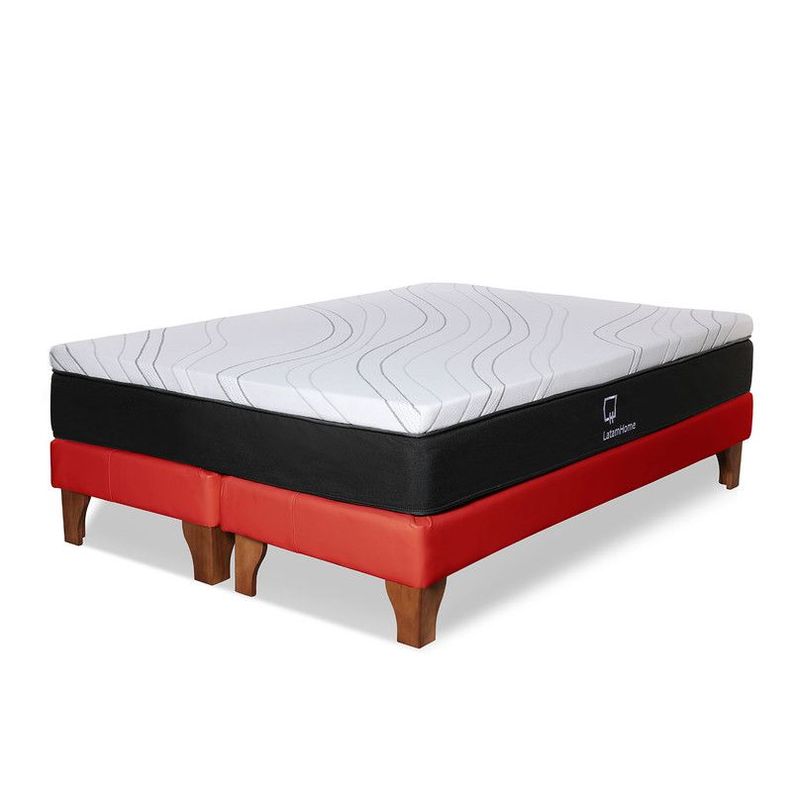 Cama Zen Top Foam Visco Pu Rojo 2Pza-1