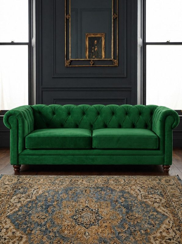 Latam Home SOFA FLORENCIA 3C TELA VELVET VERDE