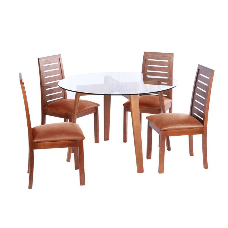 Juego De Comedor Valencia S/Tenerife Cuero Tabaco-0