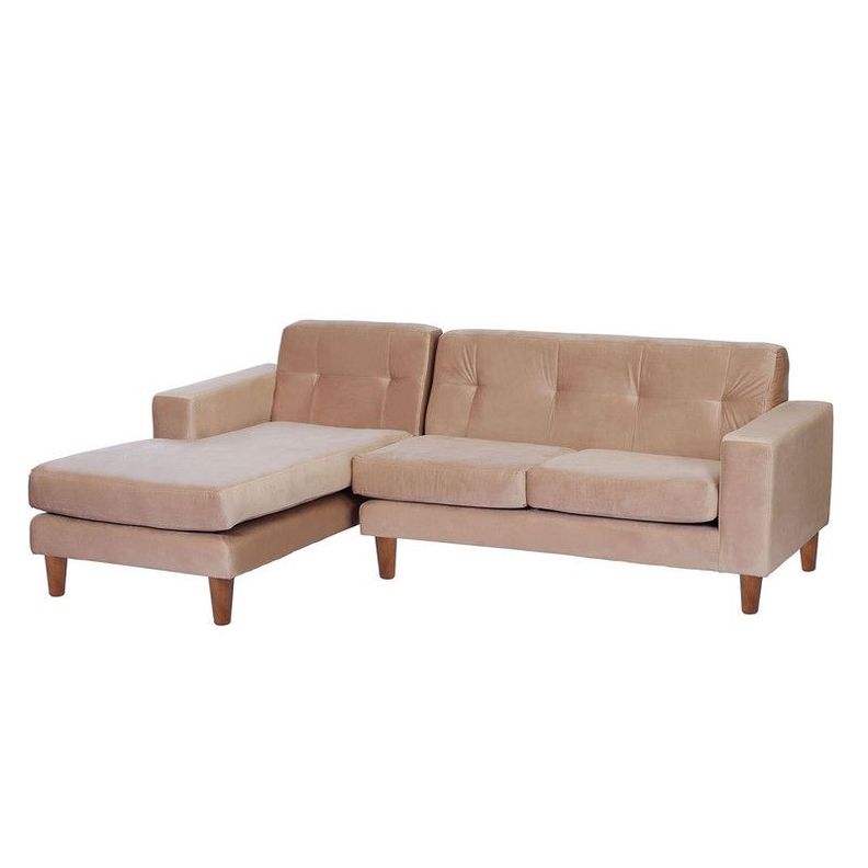 Sofa Chaiselong Izq Salerno Tela  Velvet  Beige-1