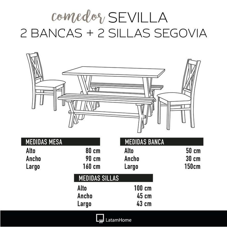 Juego De Comedor Sevilla 2 Sillas Segovia + 2 Bancas Tela Velvet Burdeo-2