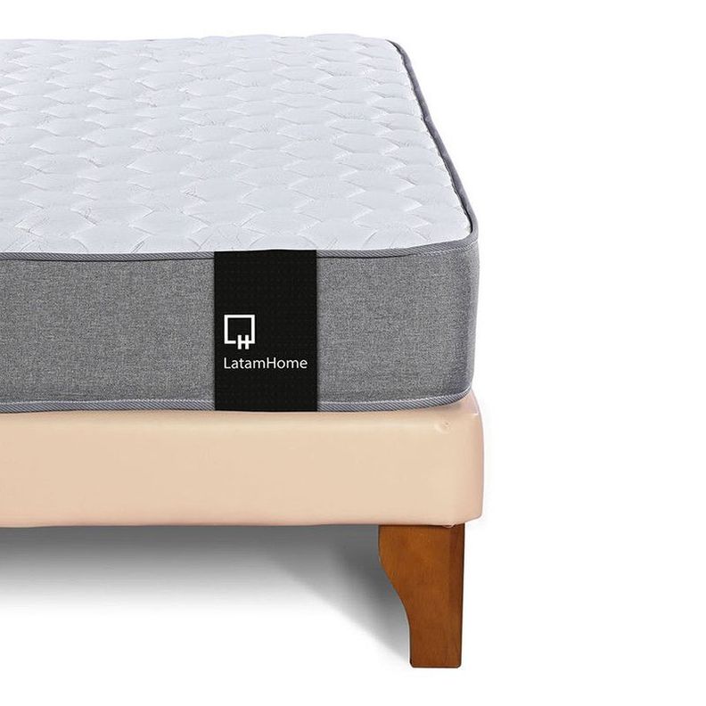 Cama Europea Zen Best Tela Pu Beige 2 Plazas + Respaldo-4