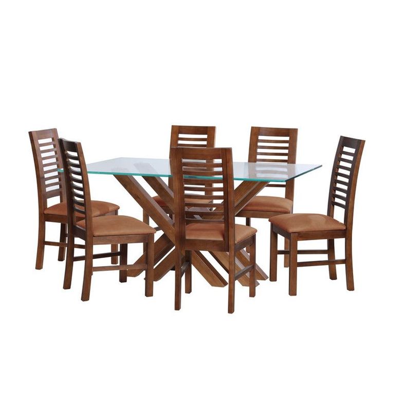 Juego De Comedor Merida 6 Sillas Salamanca Cuero Kentucky Cafe Claro-0