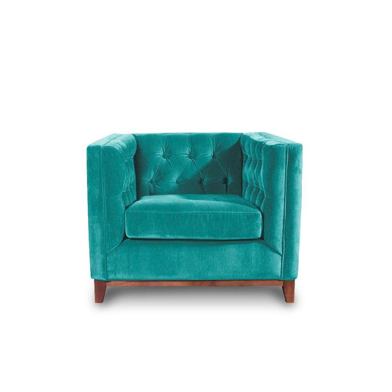 Sofa Roma 1 Cuerpo Capitone Tela Velvet Turquesa