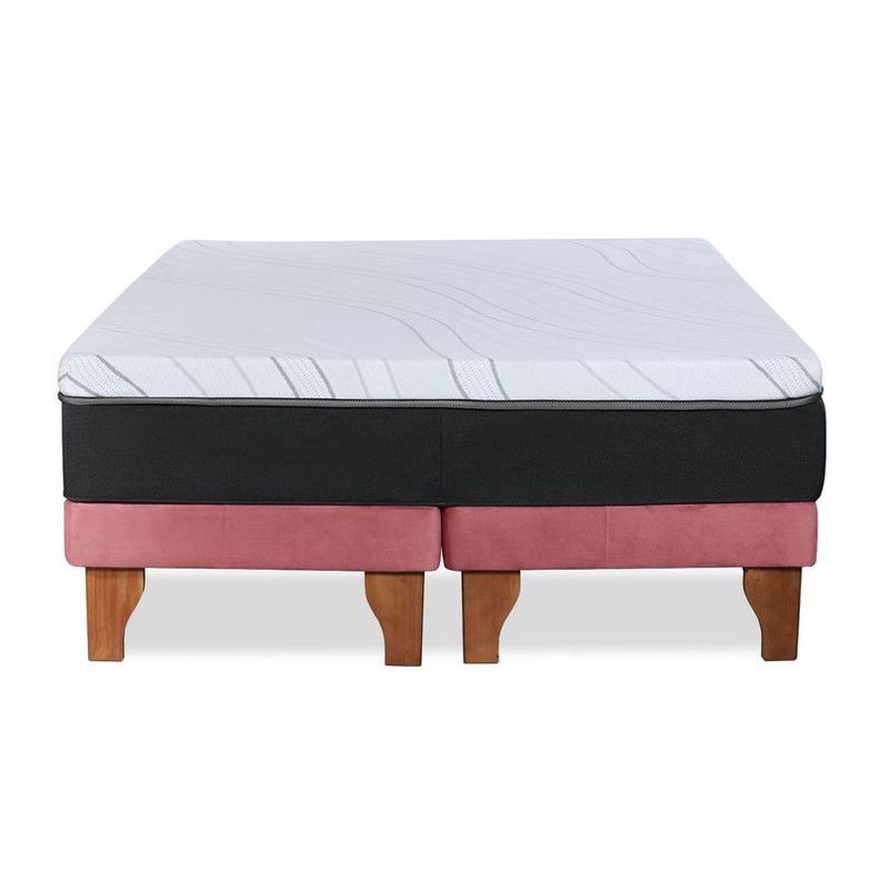CAMA ZEN TOP FOAM VISCO TELA PALO ROSA 2PZA-1