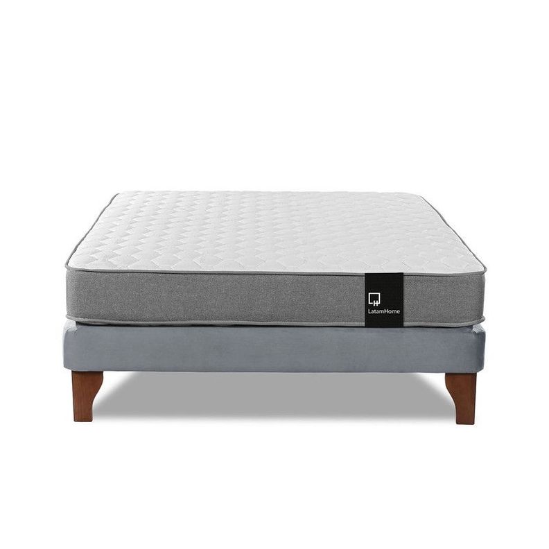 Cama Europea Zen Best Full 135x190 cm Tela Velvet Gris-1