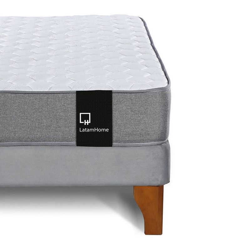 Cama Europea Zen Best Full 135x190 cm Tela Velvet Gris-2