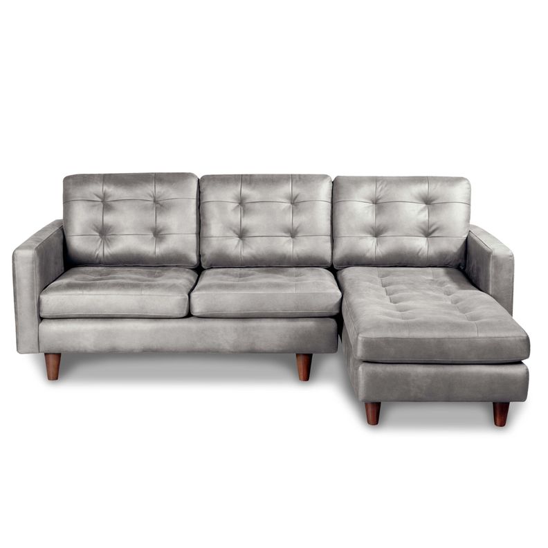 SOFA CHAISELONG DER NAPOLES CUERO KETUCKY GRIS-0