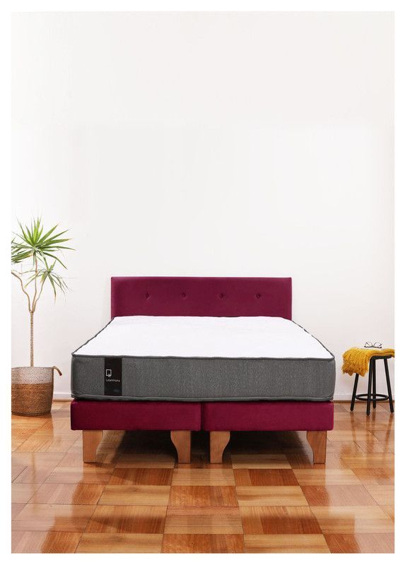 Cama Europea Zen Best Tela Velvet Burdeo 2 Plazas + Respaldo-0