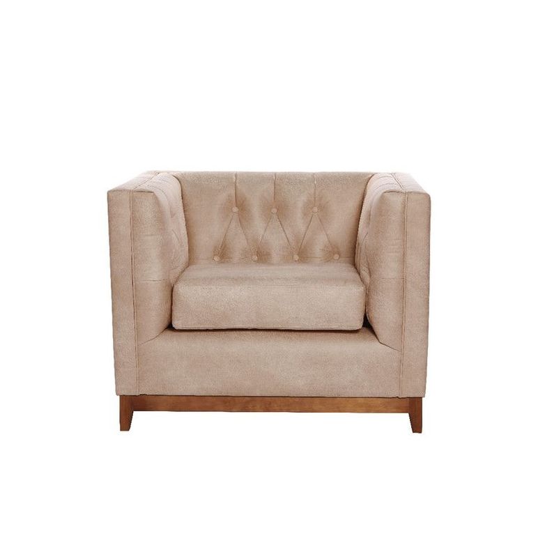 Sofa Roma 1 Cuerpo Capitoné Cuero Colorado Beige-0