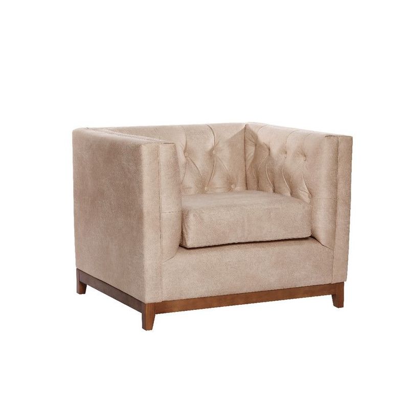 Sofa Roma 1 Cuerpo Capitoné Cuero Colorado Beige-1