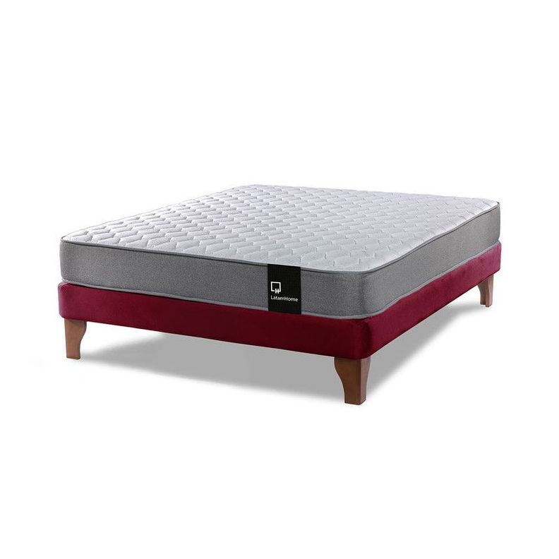 Cama Europea Zen Best Full 135x190 cm Tela Velvet Burdeo-0