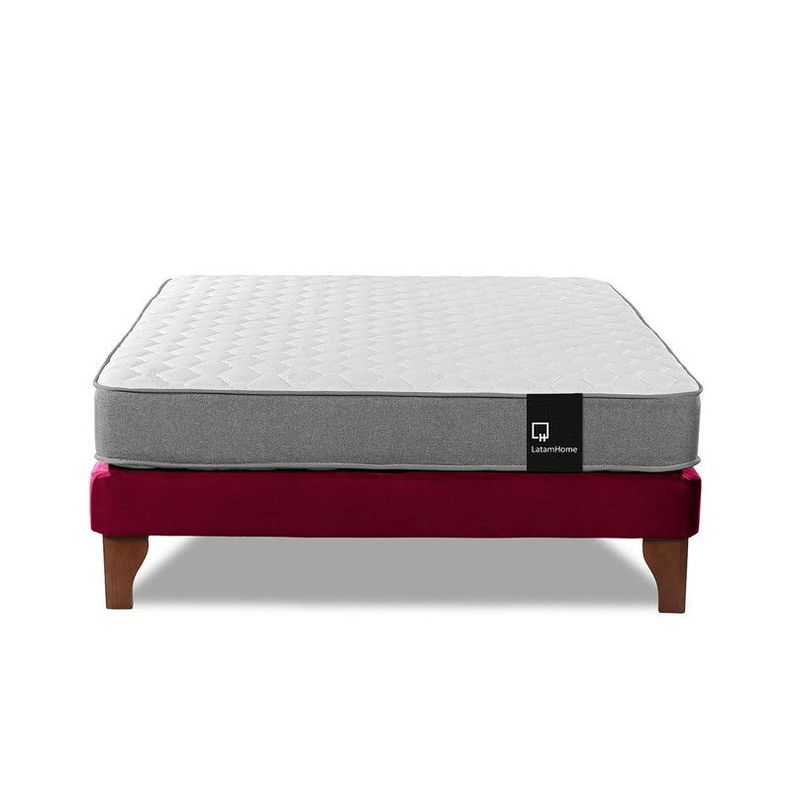 Cama Europea Zen Best Full 135x190 cm Tela Velvet Burdeo-1
