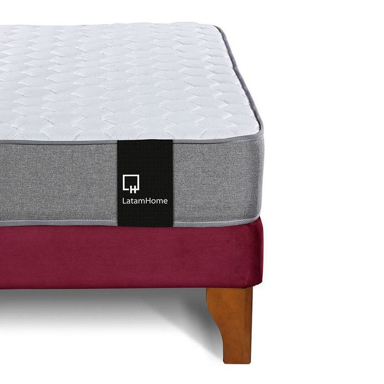 Cama Europea Zen Best Full 135x190 cm Tela Velvet Burdeo-2