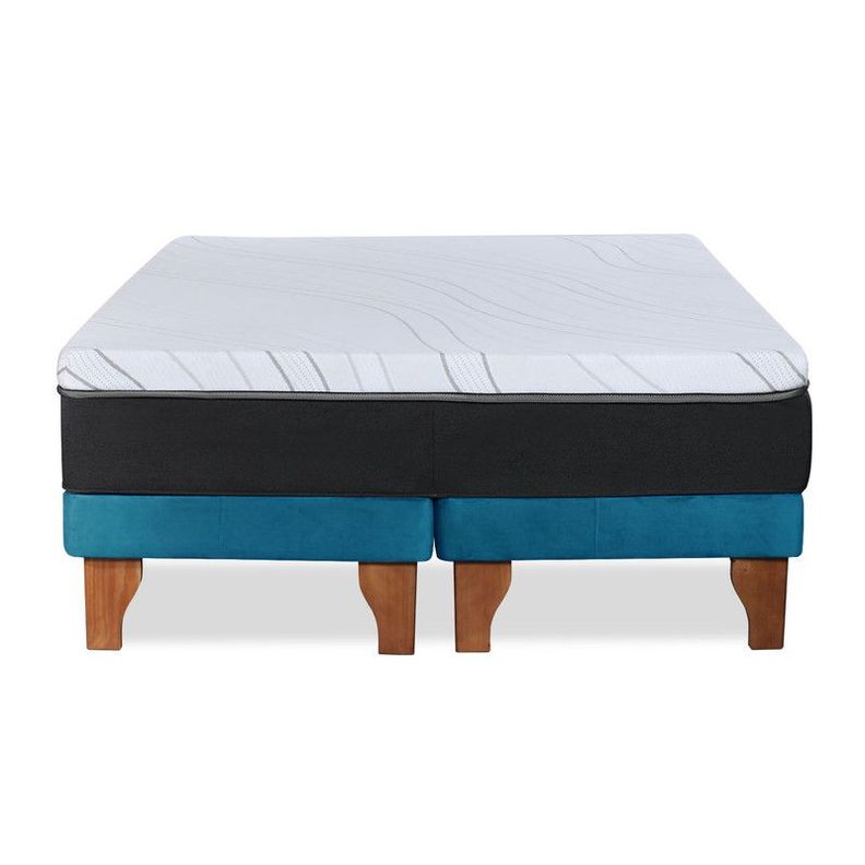 CAMA ZEN TOP SPRING  VISCO TELA AZUL PETROLEO 2PZA-1