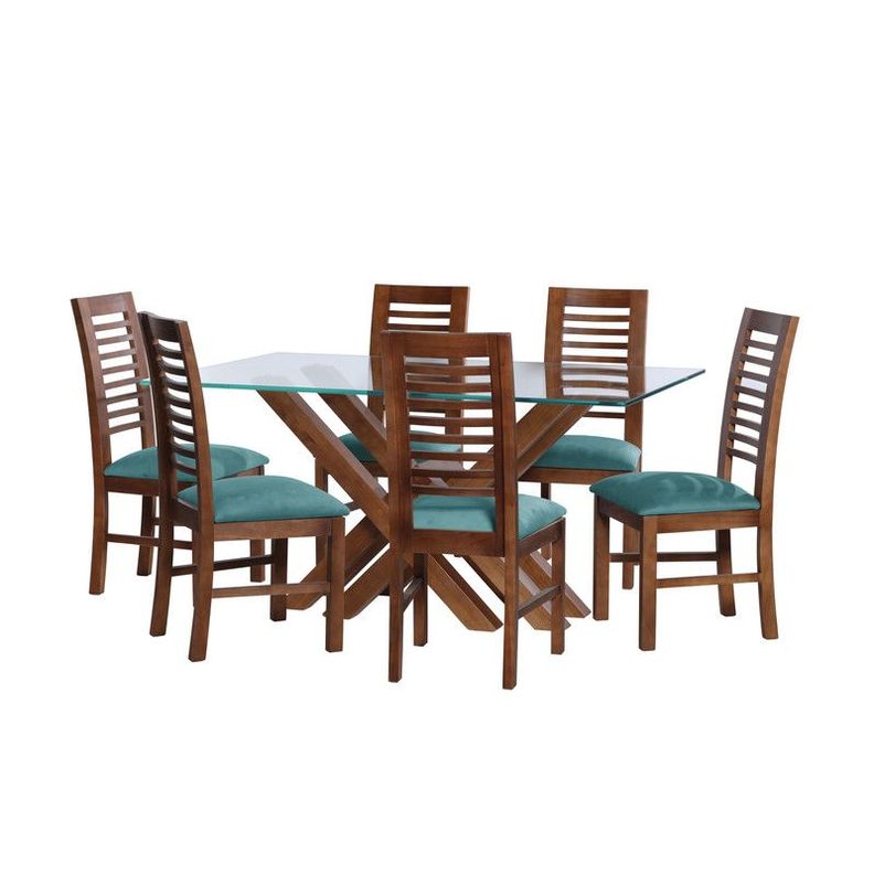 Juego De Comedor Merida 6 Sillas Salamanca Tela Velvet Turquesa-0