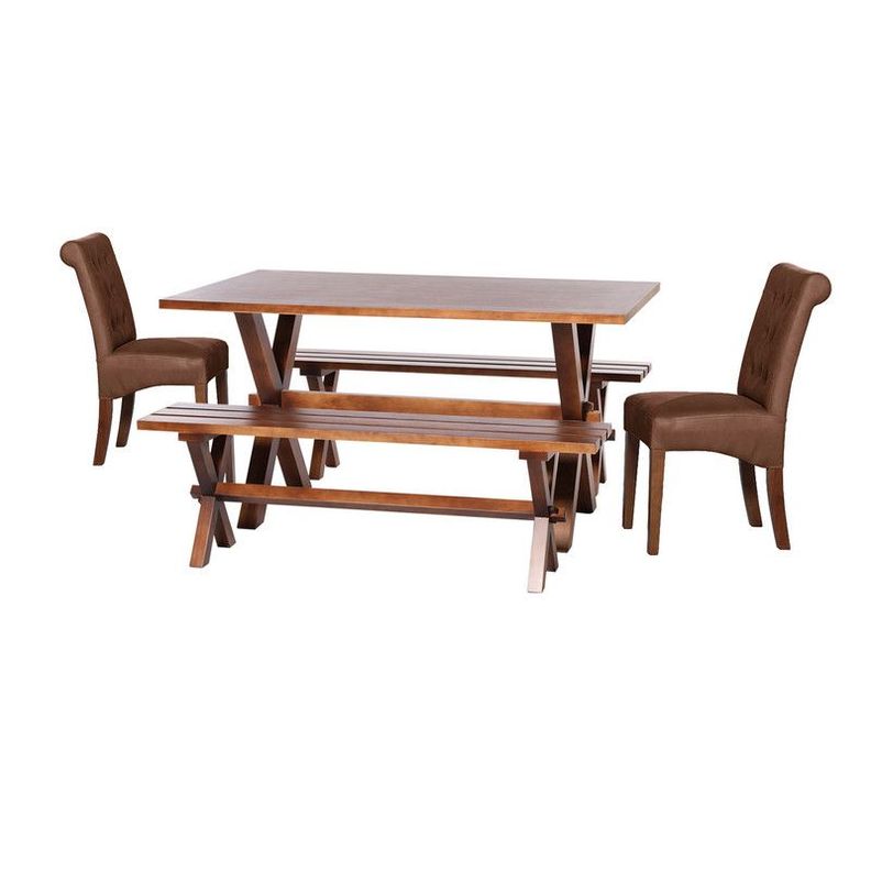 Juego De Comedor Sevilla 2 Sillas Oviedo + 2 Bancas Cuero Kent... a $639.990