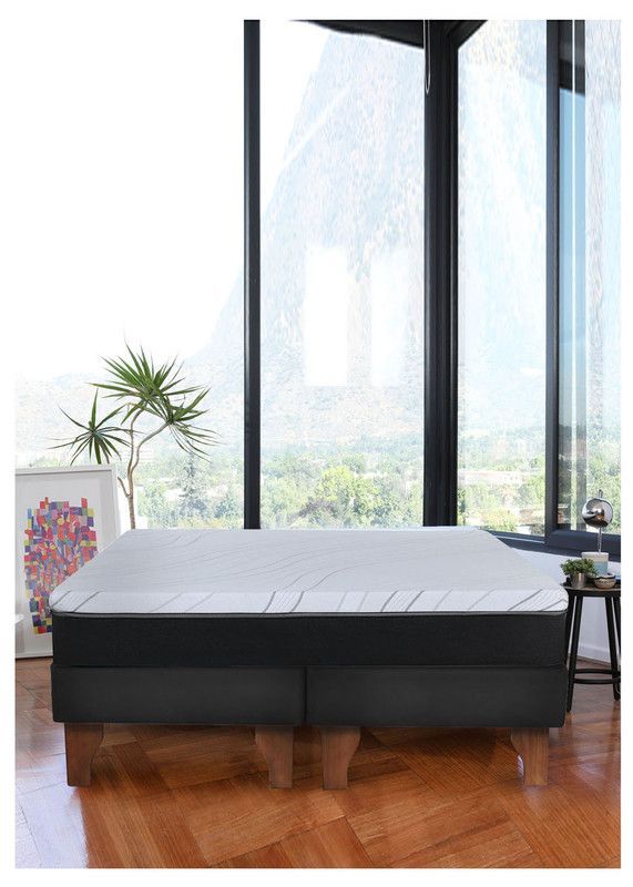 Cama Europea 2 Plazas Zen Pro 150x200 Cm Tela Negro-0