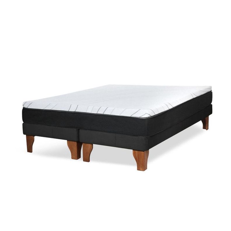Cama Europea 2 Plazas Zen Pro 150x200 Cm Tela Negro-1